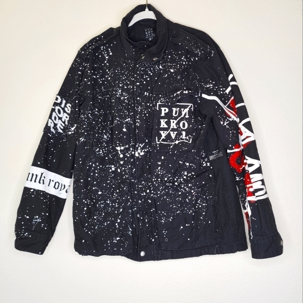 Punk Royal Black Print Custom Archive Graphic Denim Jacket M